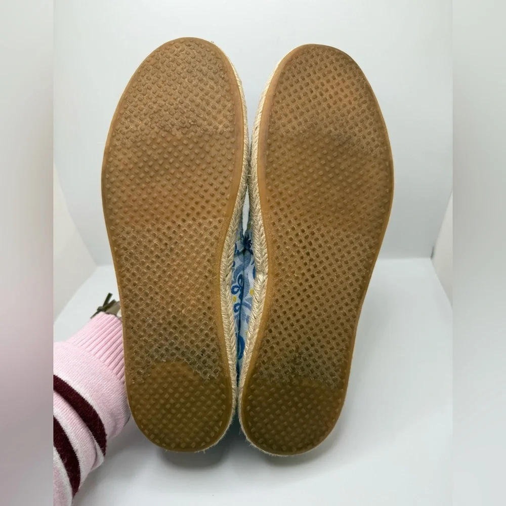 TOMS Women’s Alpargata Rope Espadrilles in Blue Mediterranean Tiles Print Sz 7